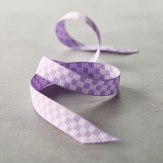 5/8" x 7yd. Purple Checkered Ribbon by Celebrate It™ Classic
